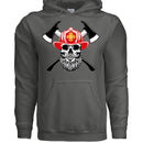 Bearded Fireman Skull Hoodie For Firefighter Withs Beards CHARCOAL - FRONT