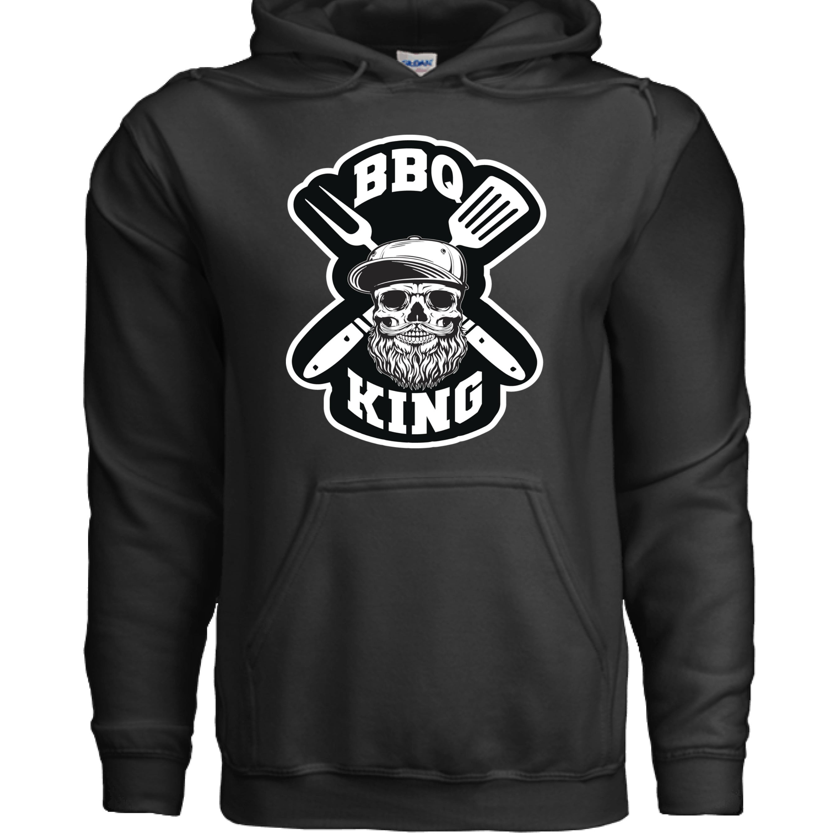 Bearded BBQ Grill Master Hoodie with skull design, featuring grilling tools for confident cooks with beards.