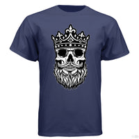 Bearded King Skull Hanes Tee Shirt NAVY - FRONT