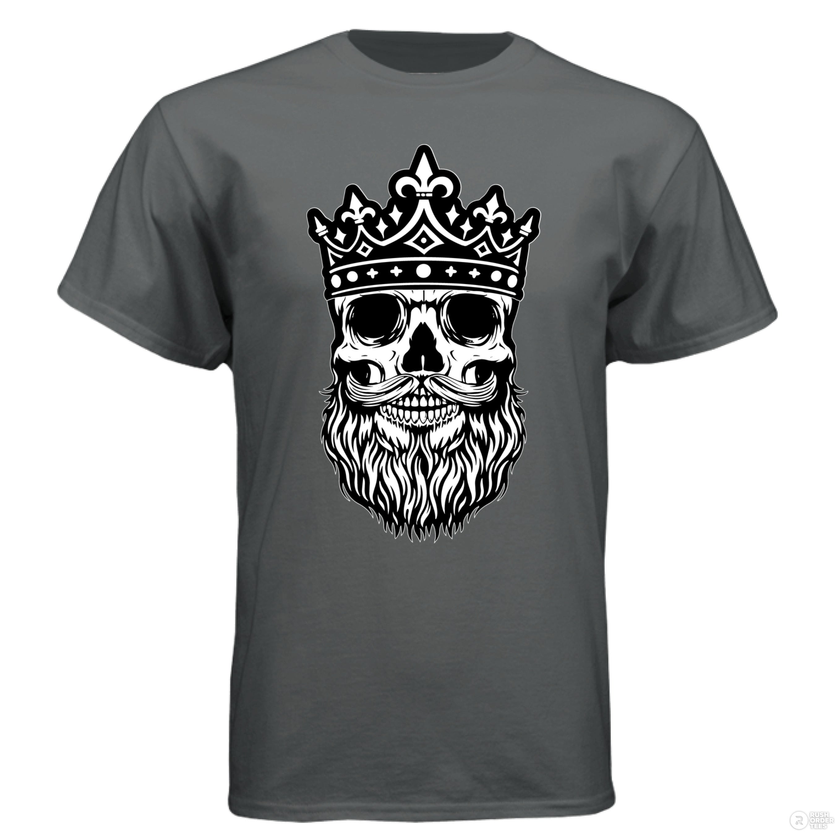 Bearded King Skull Hanes Tee Shirt CHARCOAL HEATHER - FRONT