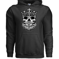 Bearded King Skull Hoodie BLACK - FRONT