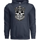 Bearded King Skull Hoodie NAVY - FRONT