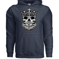 Bearded King Skull Hoodie NAVY - FRONT
