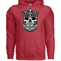Bearded King Skull Hoodie RED - FRONT