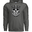 Bearded King Skull Hoodie CHARCOAL - FRONT