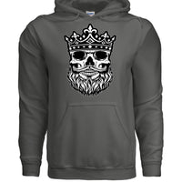 Bearded King Skull Hoodie CHARCOAL - FRONT