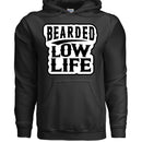 Bearded Low Life Graphic Hoodie Design Vintage Style for Beard Lovers BLACK - FRONT