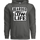 Bearded Low Life Graphic Hoodie Design Vintage Style for Beard Lovers CHARCOAL - FRONT