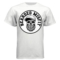 Bearded Misfit Skull Art Tee Shirt Bearded Rebel Design with Urban Edge WHITE - FRONT