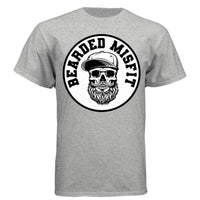 Bearded Misfit Skull Art Tee Shirt Bearded Rebel Design with Urban Edge LIGHT STEEL - FRONT