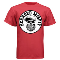 Bearded Misfit Skull Art Tee Shirt Bearded Rebel Design with Urban Edge DEEP RED - FRONT