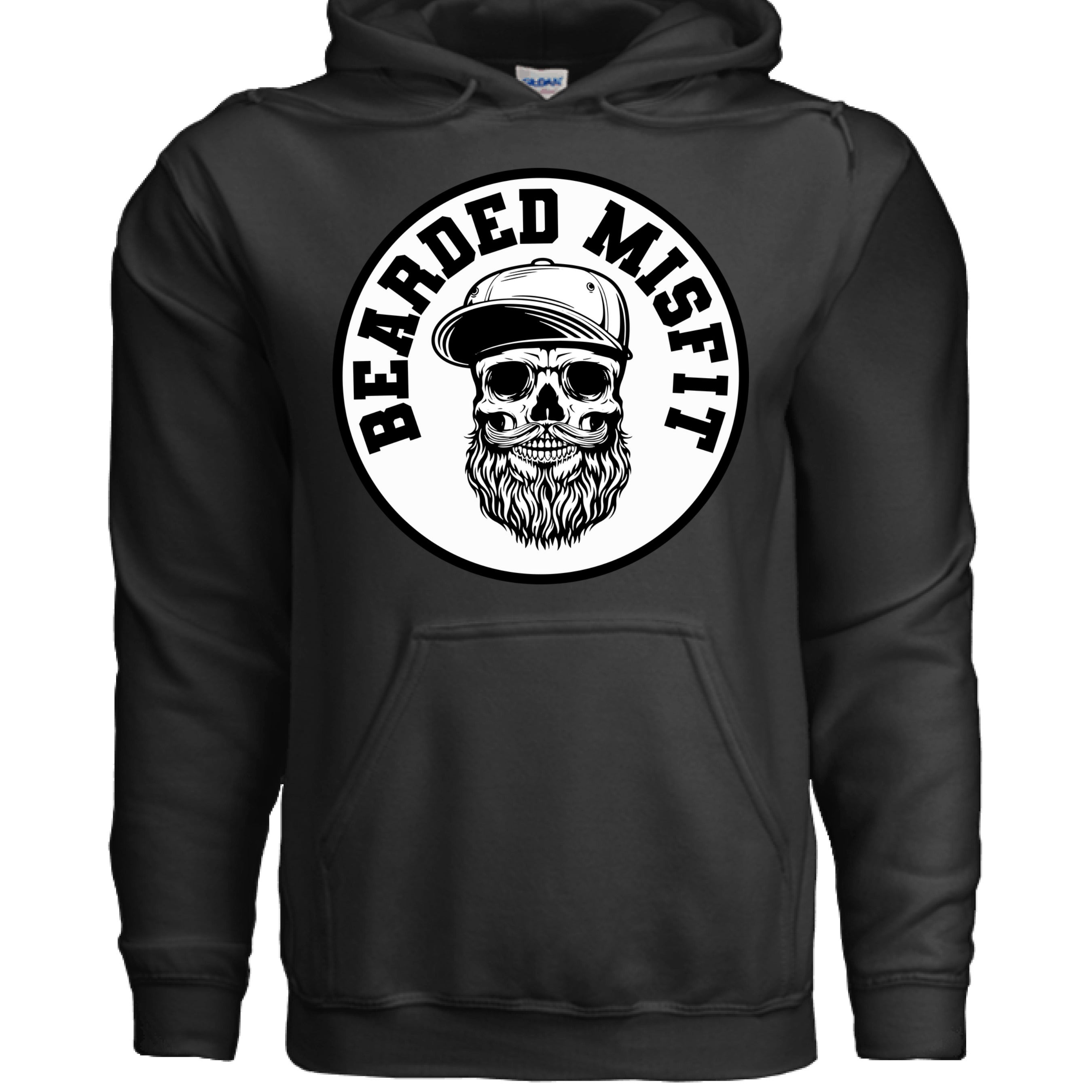 Bearded Misfit Skull Hoodie Bearded Misfit Bearded Skull Hoodies BLACK - FRONT