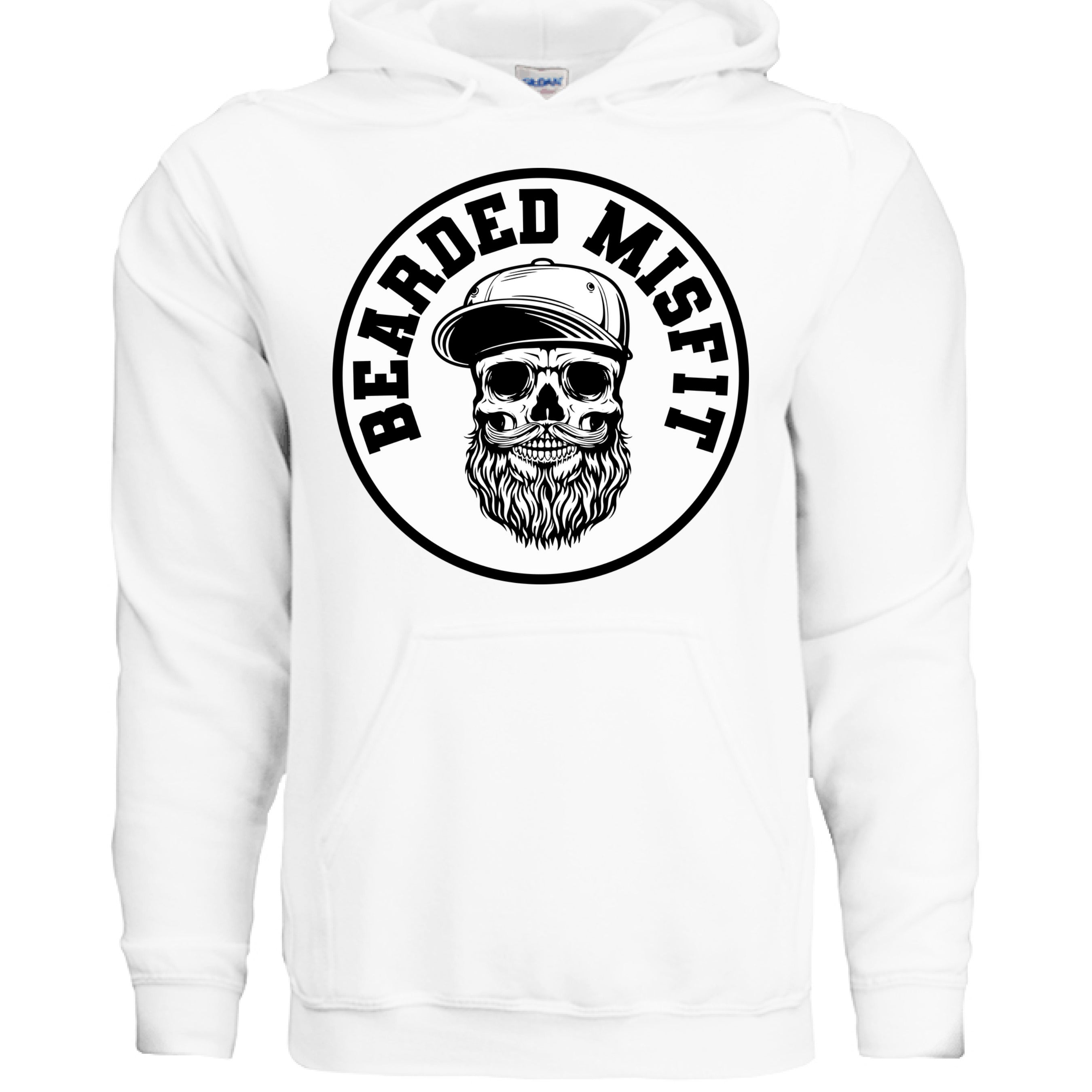 Bearded Misfit Skull Hoodie Bearded Misfit Bearded Skull Hoodies WHITE - FRONT