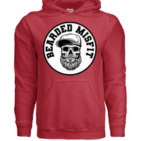Bearded Misfit Skull Hoodie Bearded Misfit Bearded Skull Hoodies RED - FRONT