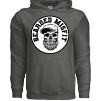 Bearded Misfit Skull Hoodie Bearded Misfit Bearded Skull Hoodies CHARCOAL - FRONT