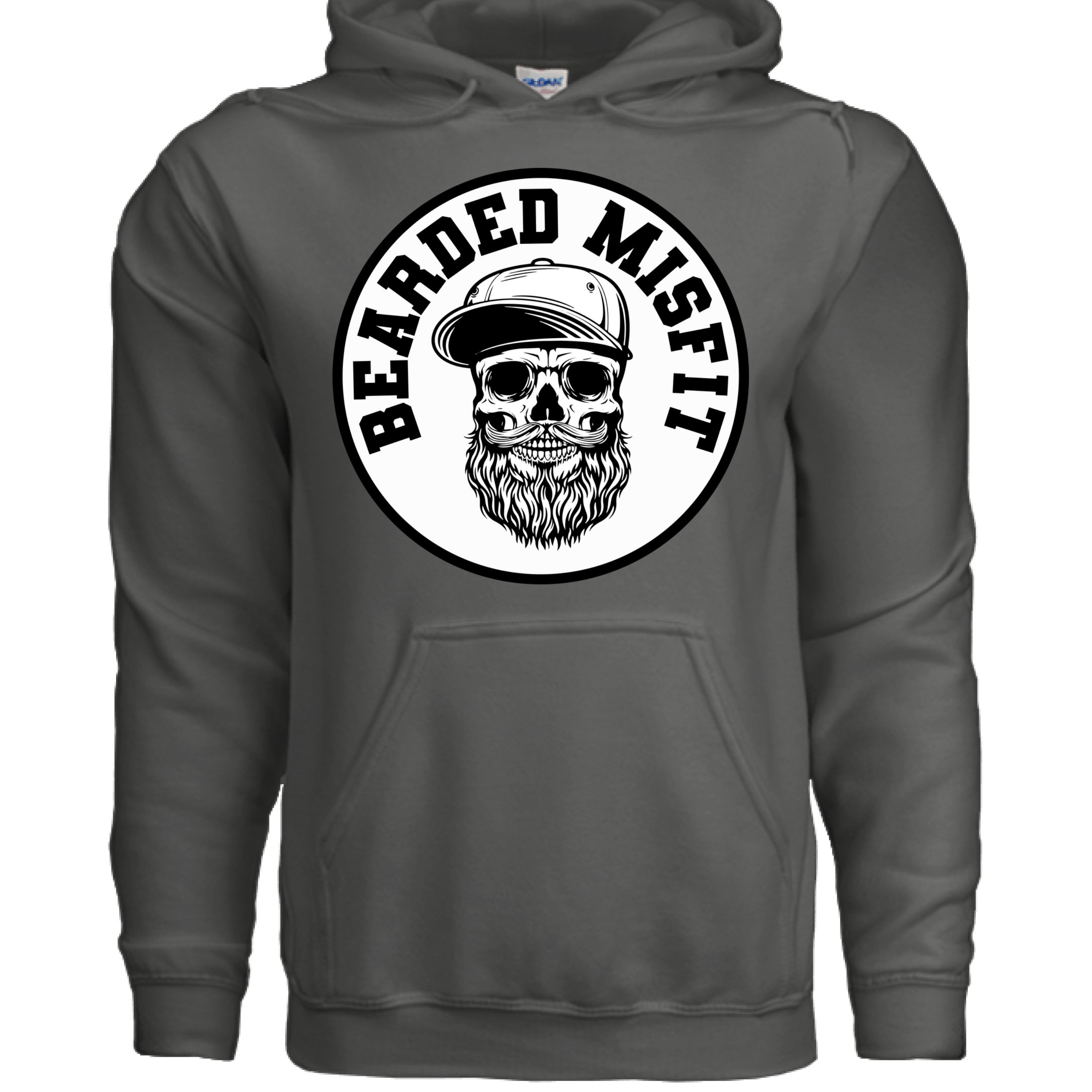 Bearded Misfit Skull Hoodie Bearded Misfit Bearded Skull Hoodies CHARCOAL - FRONT