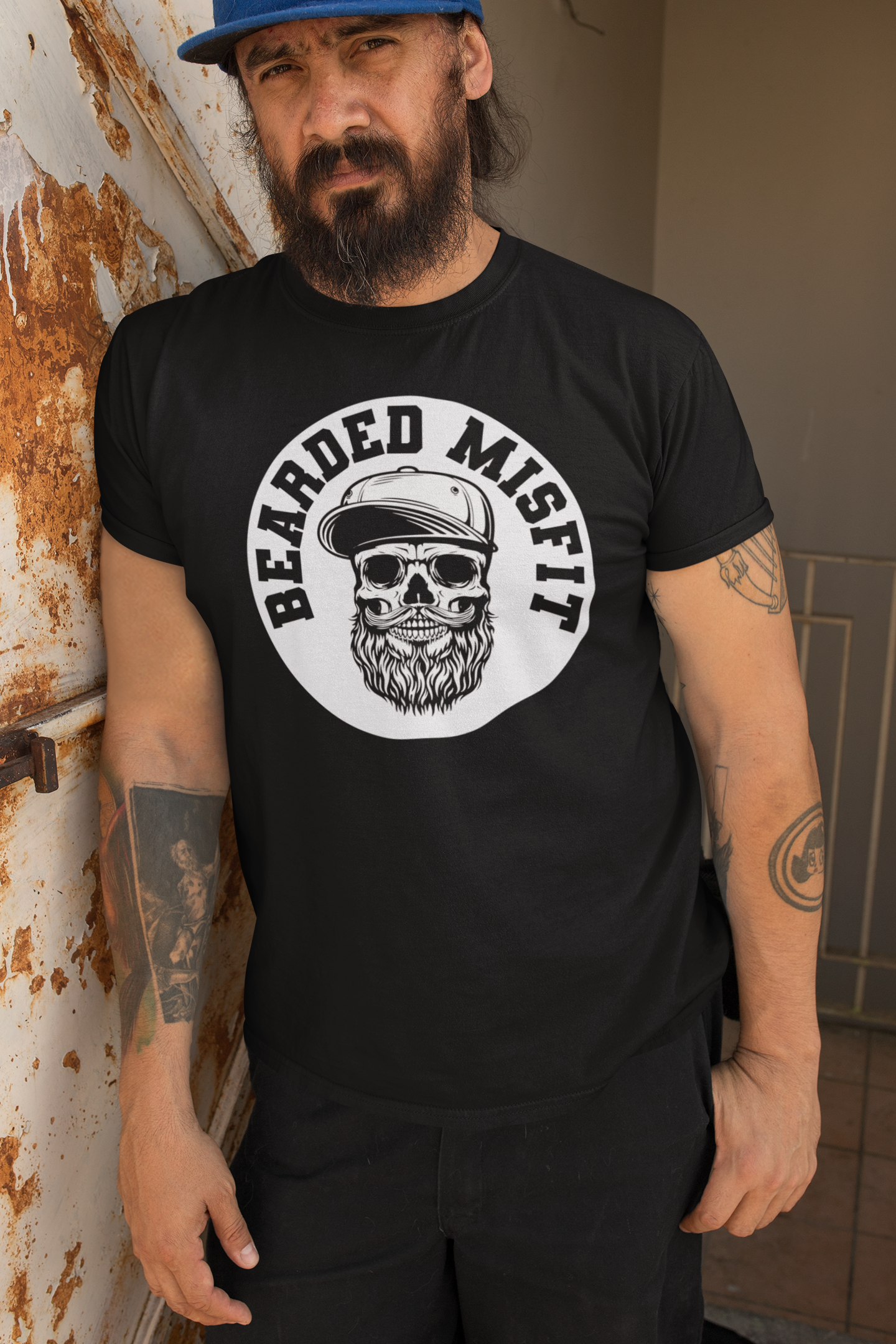 Bearded Misfit Skull Tee Shirt Bearded Misfit Bearded Skull Art Tee