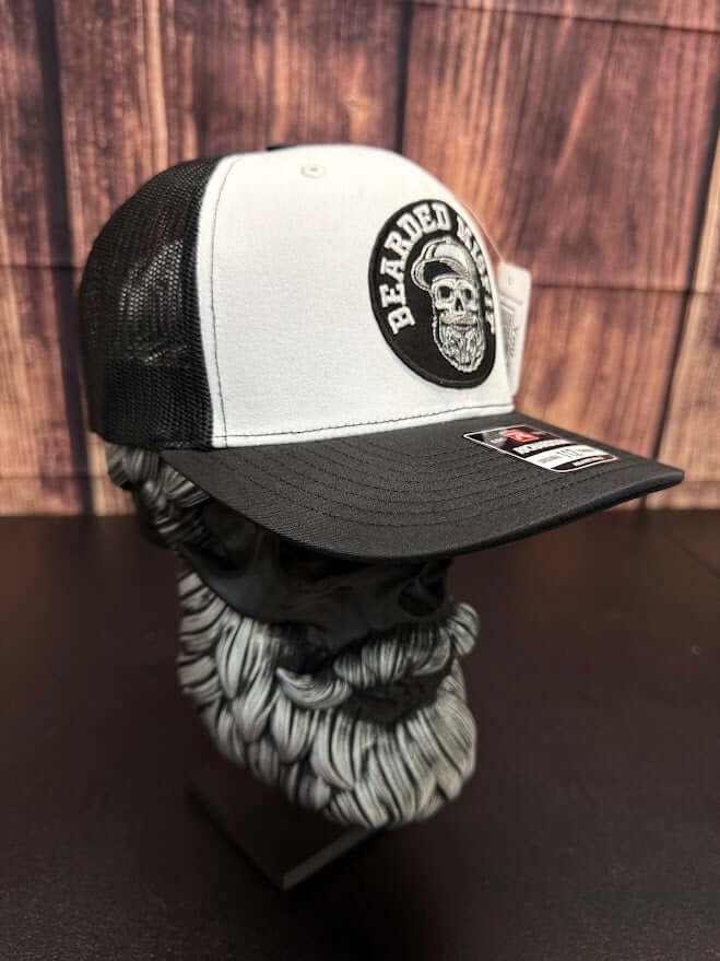Bearded Misfit Skull Trucker Hat – Richardson 112 Adjustable Cap for Bearded Men