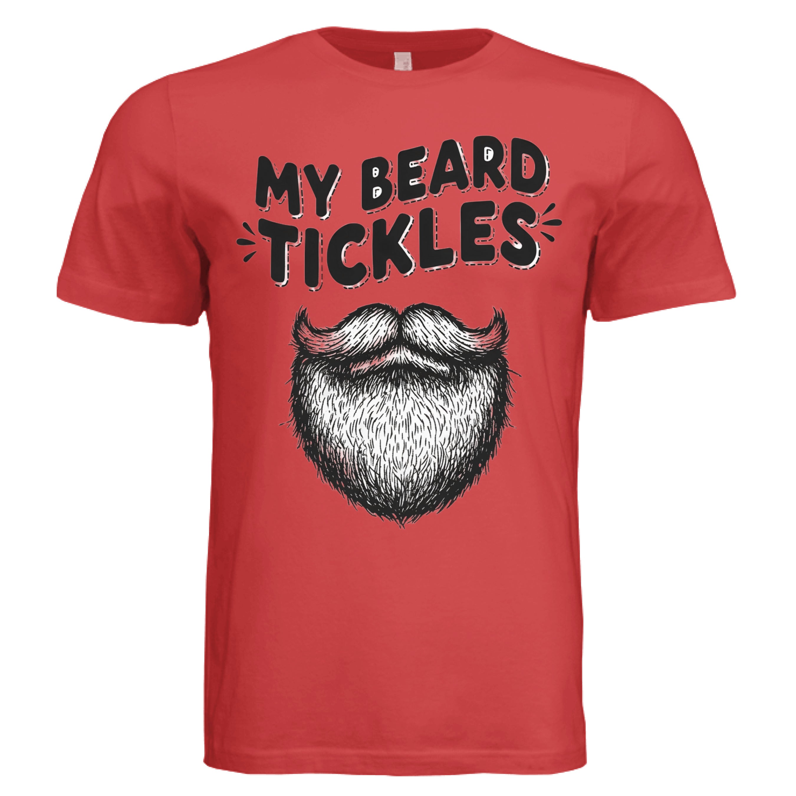 Bearded Playful Hand-Drawn Beard Humor Illustration Design RED - FRONT