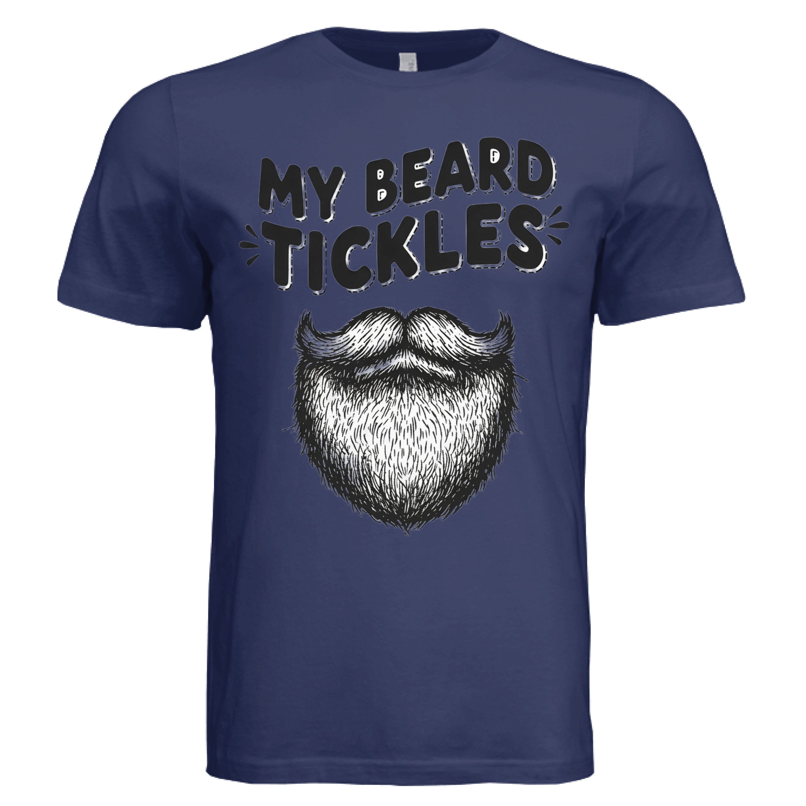 Bearded Playful Hand-Drawn Beard Humor Illustration Design NAVY - FRONT
