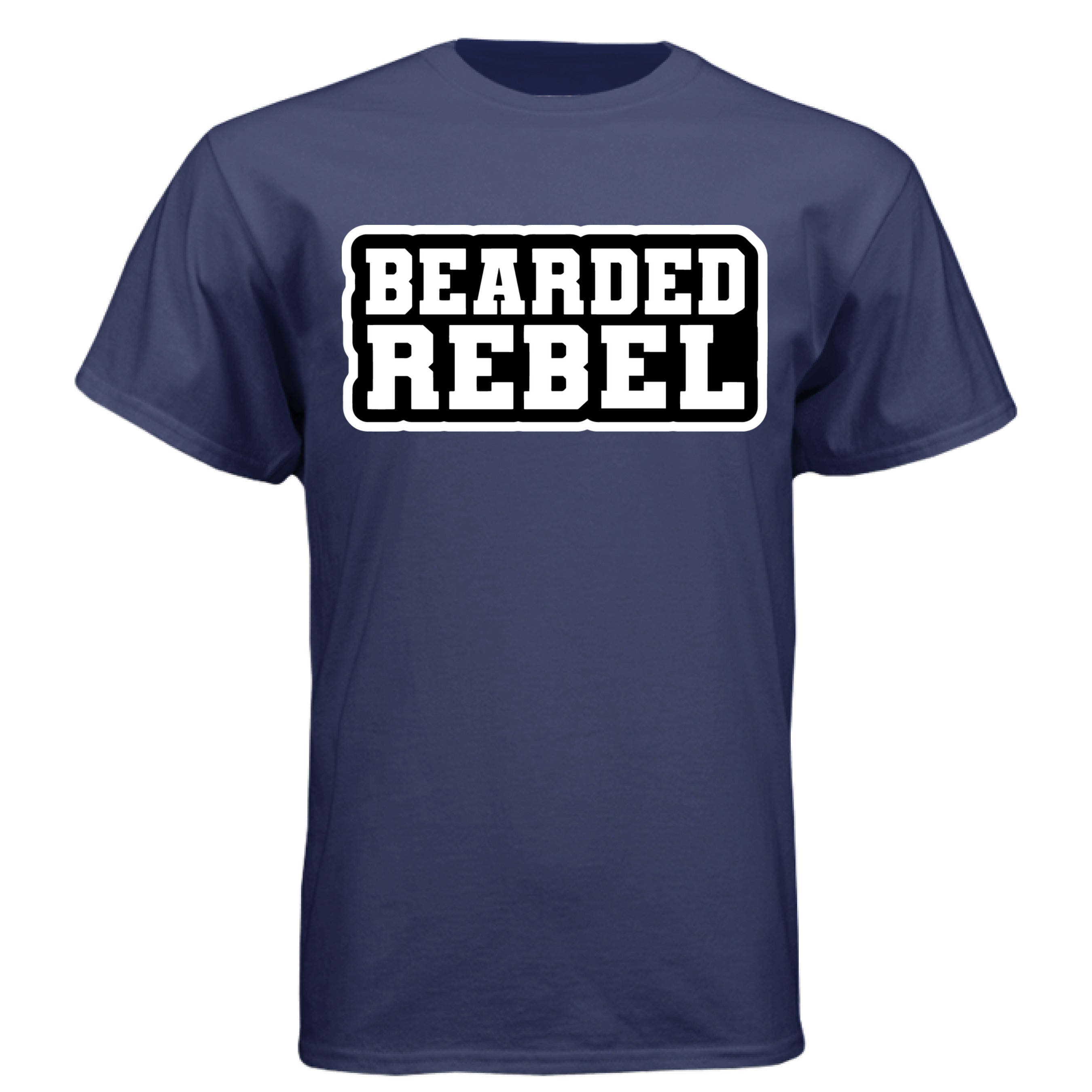 Bearded Rebel Tee Shirt – Bold Typography Design for Confident and Independent Style NAVY - FRONT
