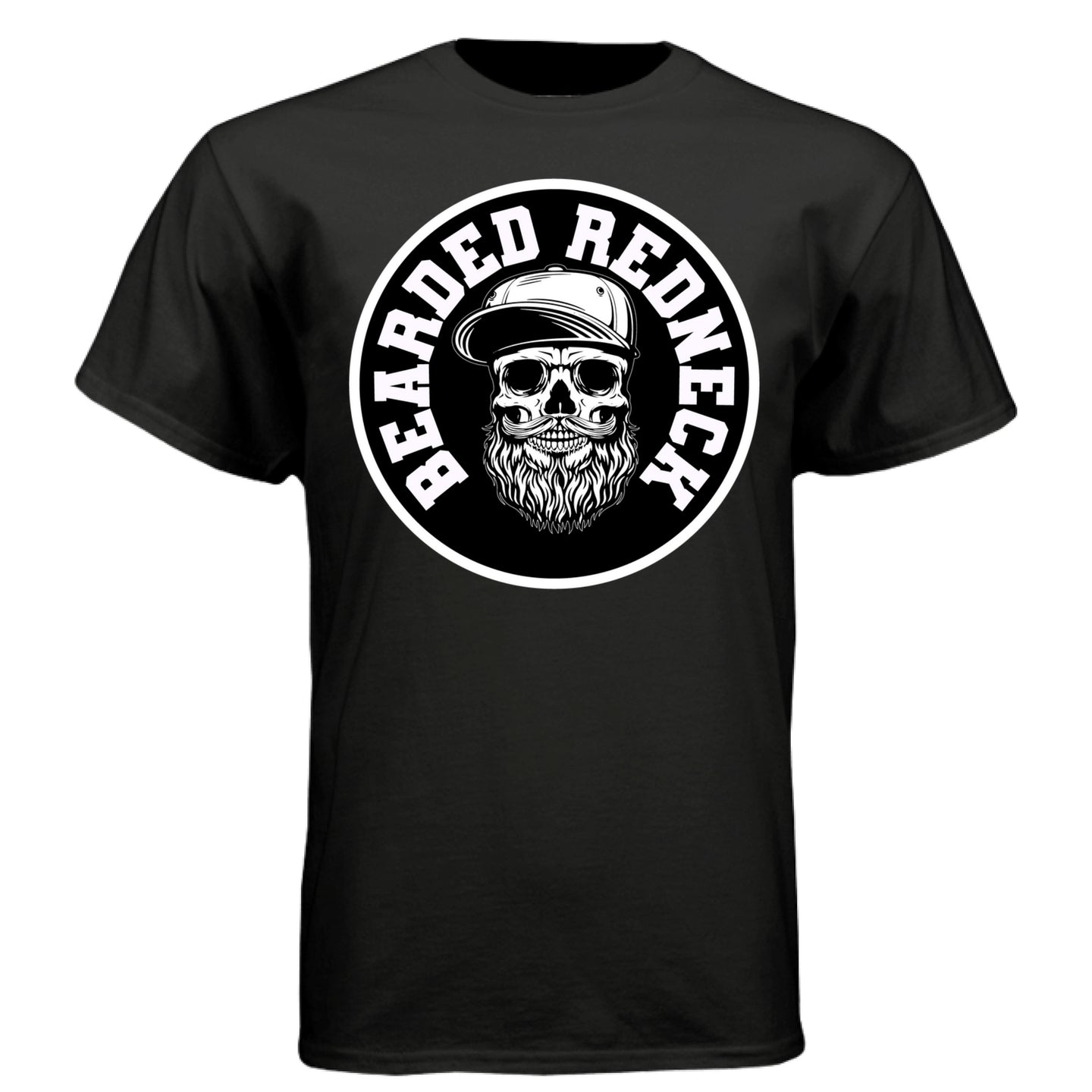 Bearded Redneck Skull Hanes Tee Shirt – Rugged Beard Graphic T-Shirt for Country Pride & Everyday Wear