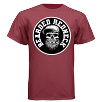 Bearded Redneck Skull Hanes Tee Shirt – Rugged Beard Graphic T-Shirt for Country Pride & Everyday Wear Athletic Cardinal - FRONT