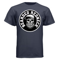 Bearded Redneck Skull Hanes Tee Shirt – Rugged Beard Graphic T-Shirt for Country Pride & Everyday Wear Athletic Navy - FRONT