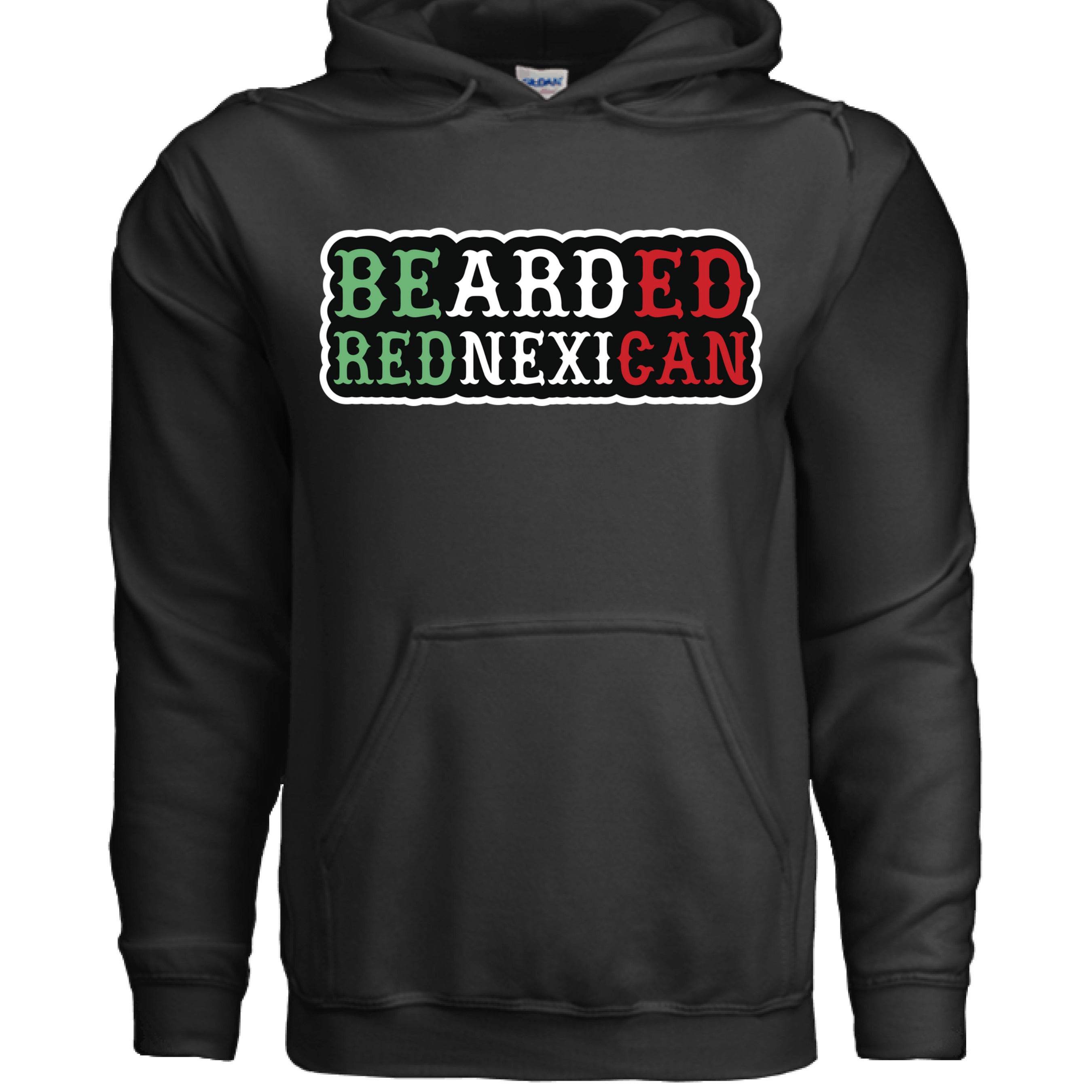 Bearded Rednexican Hoodie Funny Southern Pride BLACK - FRONT