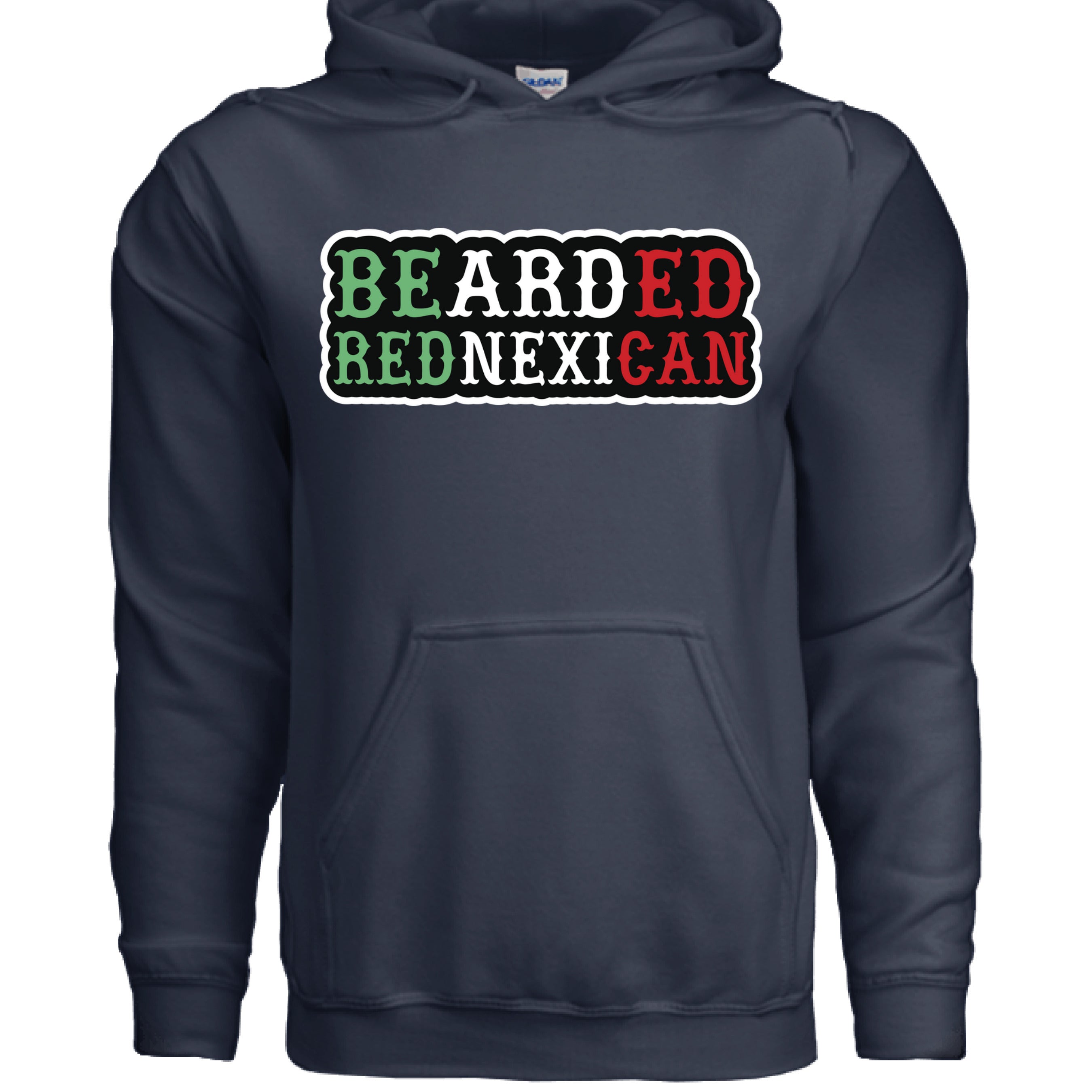 Bearded Rednexican Hoodie Funny Southern Pride NAVY - FRONT