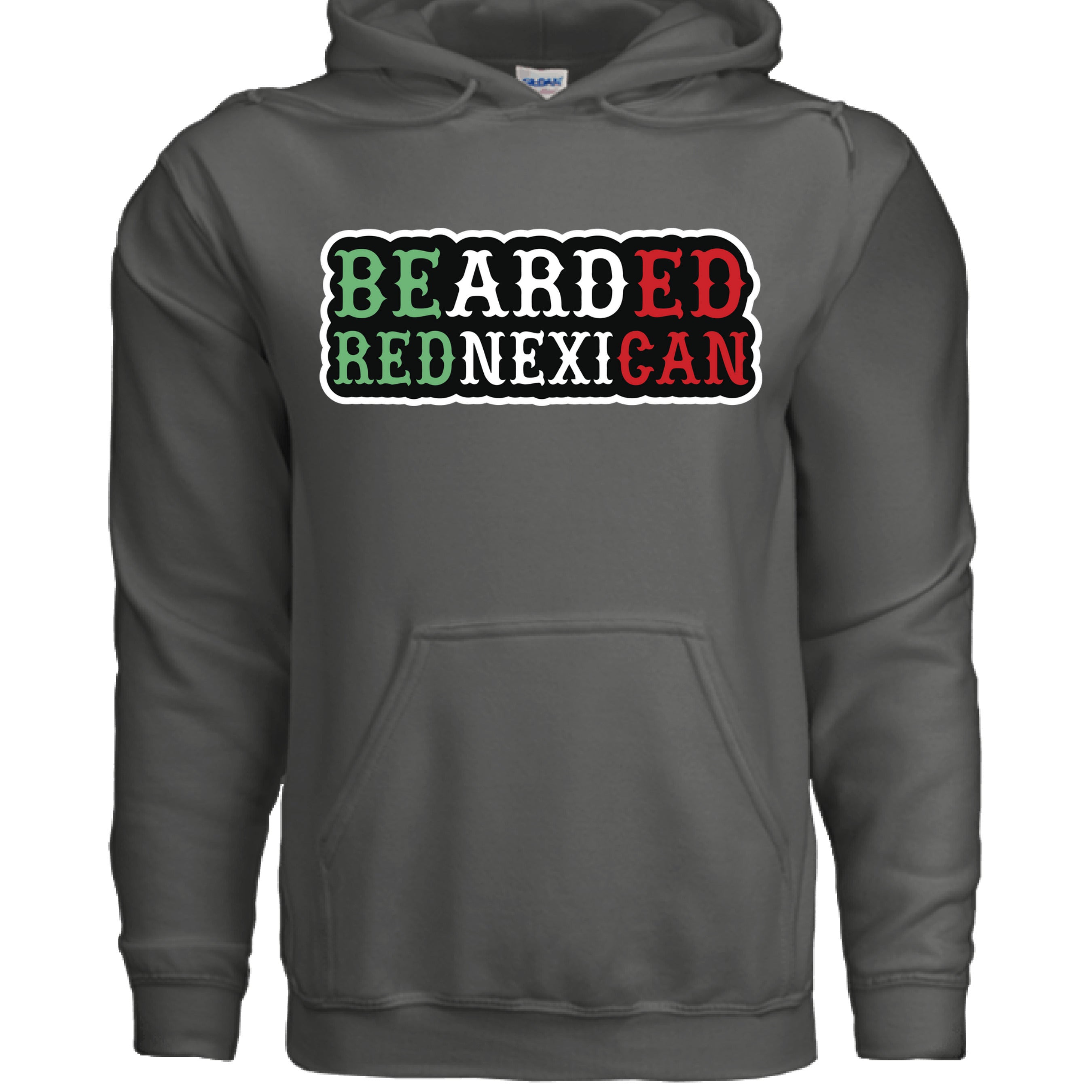 Bearded Rednexican Hoodie Funny Southern Pride CHARCOAL - FRONT