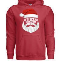 Bearded Santa Holiday It's Beard Season Hoodie Funny Holiday RED - FRONT