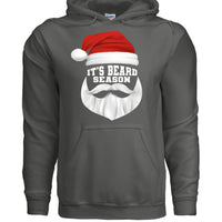 Bearded Santa Holiday It's Beard Season Hoodie Funny Holiday CHARCOAL - FRONT