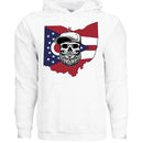 Bearded Skull Artwork Hoodie with State-Inspired Backdrop WHITE - FRONT