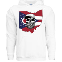 Bearded Skull Artwork Hoodie with State-Inspired Backdrop WHITE - FRONT