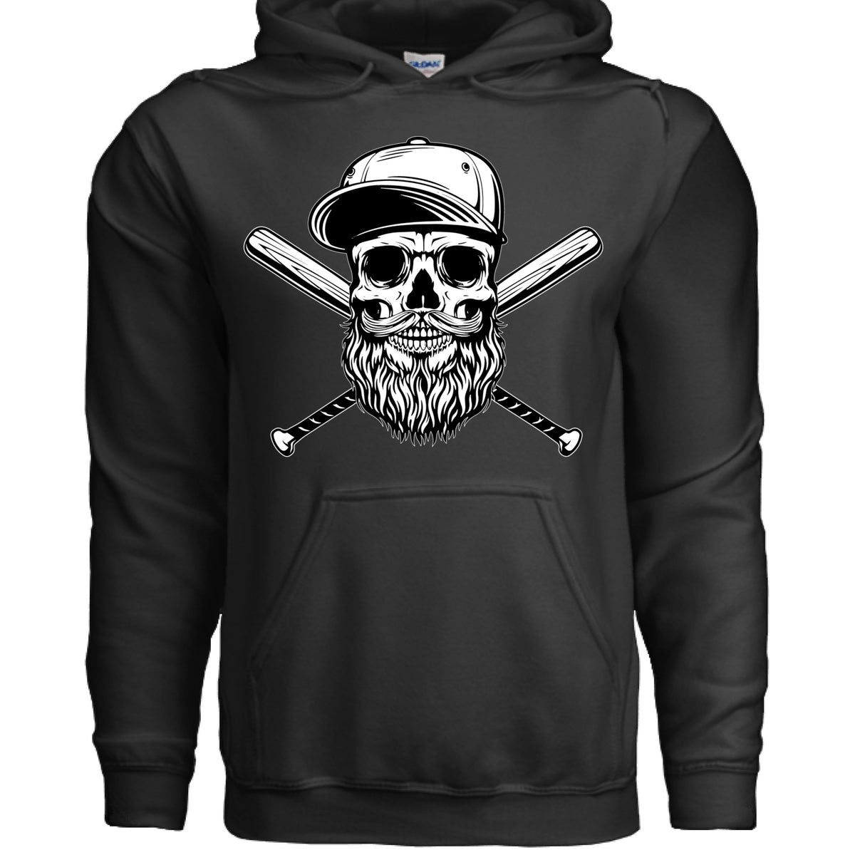 Baseball or Softball Bearded Skull Hoodie