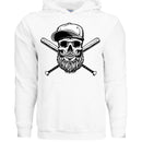 Bearded Skull Baseball or Softball Hoodie For The Beard Guys WHITE - FRONT