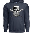 Bearded Skull Baseball or Softball Hoodie For The Beard Guys NAVY - FRONT
