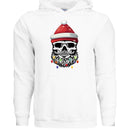 Bearded Skull Christmas Hoodie Design Festive Beard Art with Holiday Lights WHITE - FRONT