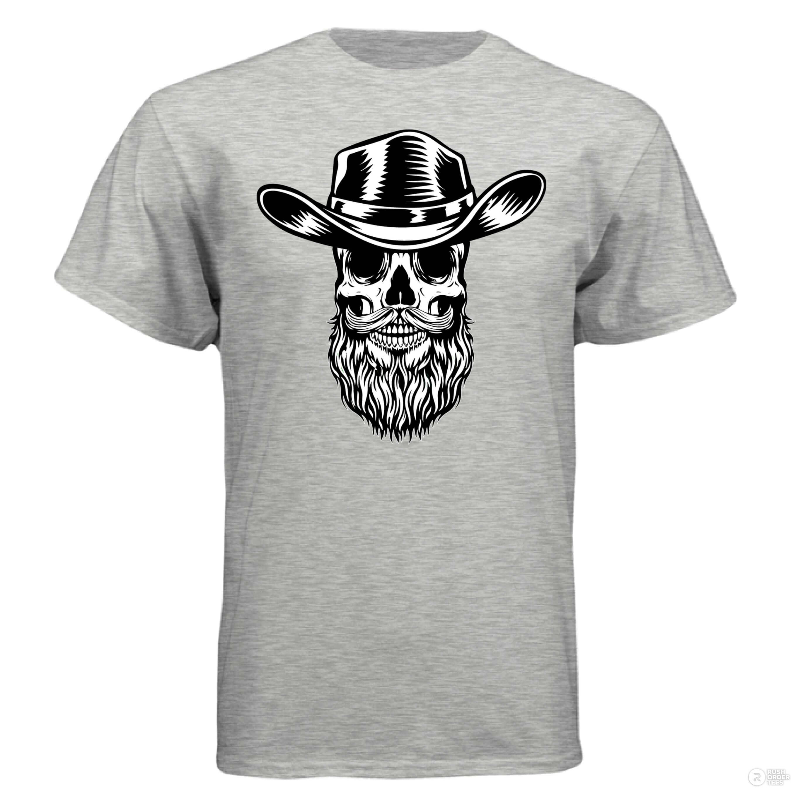 Bearded Skull Cowboy Hanes Tee Shirt ASH - FRONT