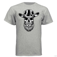 Bearded Skull Cowboy Hanes Tee Shirt LIGHT STEEL - FRONT