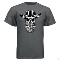 Bearded Skull Cowboy Hanes Tee Shirt CHARCOAL HEATHER - FRONT