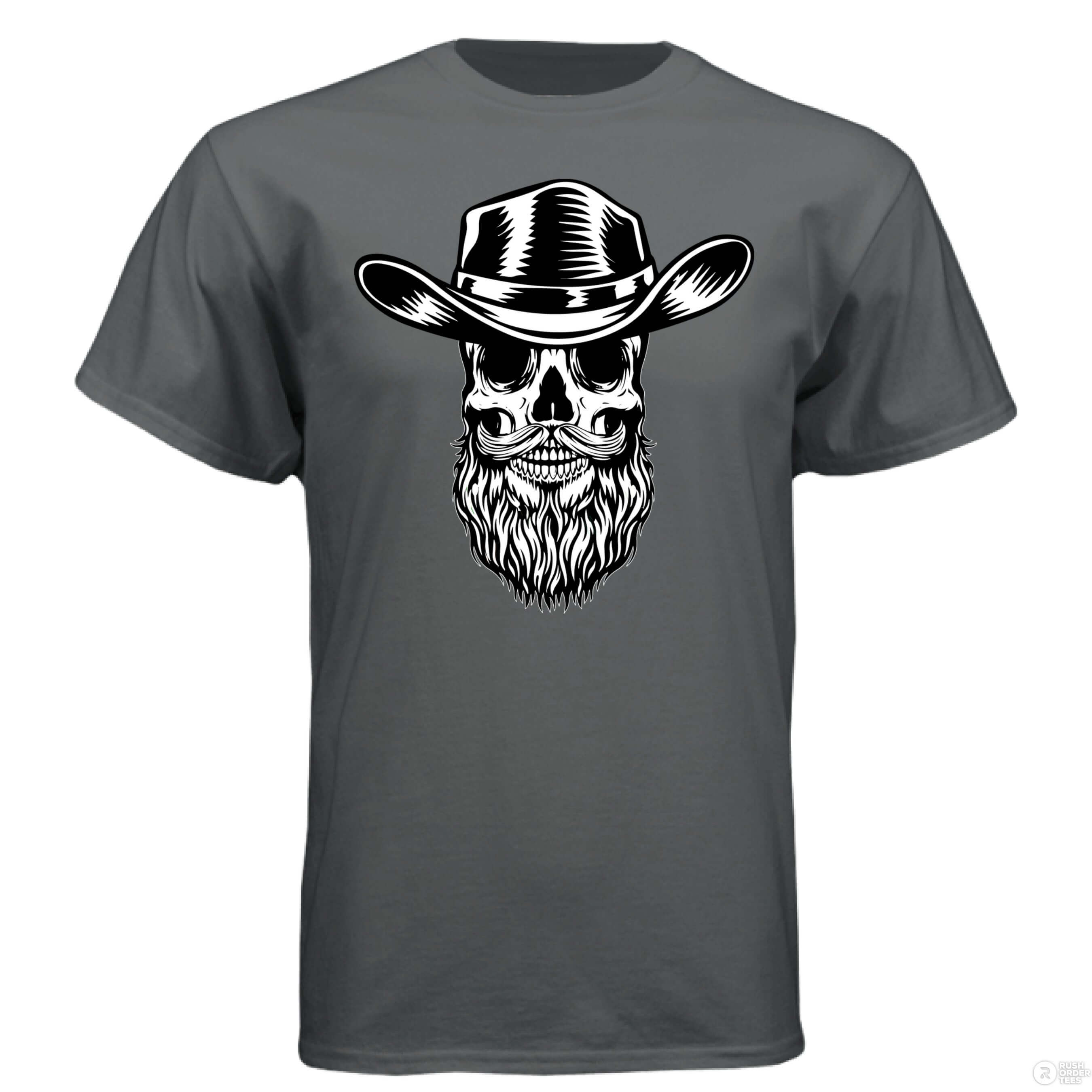 Bearded Skull Cowboy Hanes Tee Shirt CHARCOAL HEATHER - FRONT