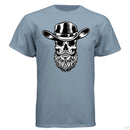 Bearded Skull Cowboy Hanes Tee Shirt Stonewashed Blue - FRONT