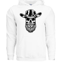 Bearded Skull Cowboy Hoodie WHITE - FRONT