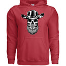 Bearded Skull Cowboy Hoodie RED - FRONT