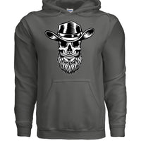 Bearded Skull Cowboy Hoodie CHARCOAL - FRONT