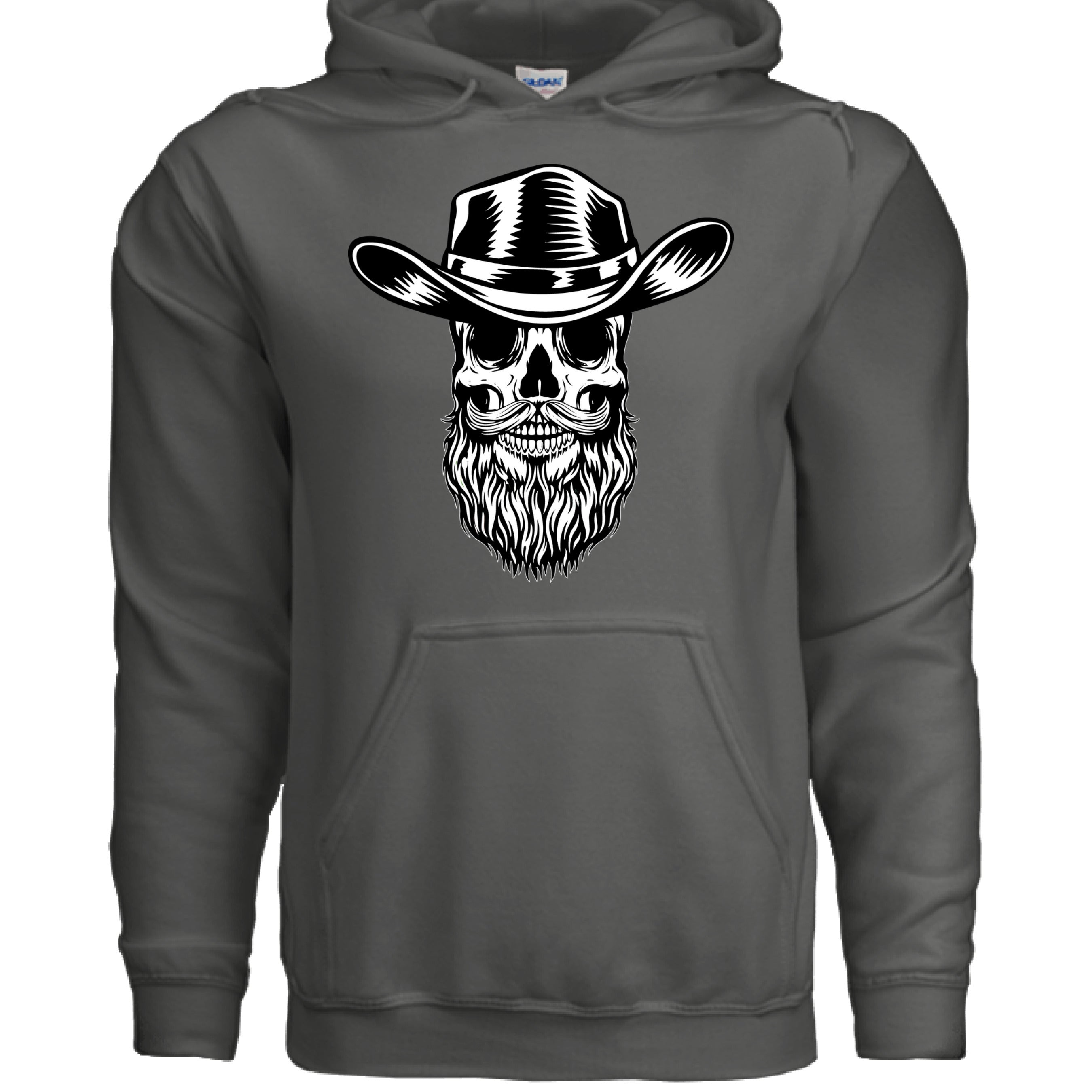 Bearded Skull Cowboy Hoodie CHARCOAL - FRONT