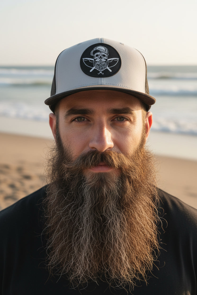 Bearded Skull Fishing Crossbones Richardson Trucker Hat