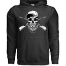 Bearded Skull Hunter with Crossed Shotguns Bold Vintage Beard Art Hoodie for Fearless Souls BLACK - FRONT